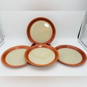 Set 4 Vintage SIAL Cerval Plates, Gaétan Beaudin Art Pottery, Speckled Stoneware